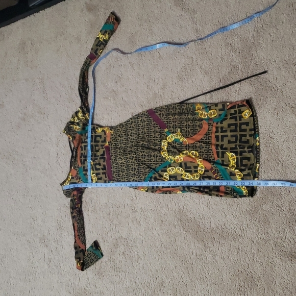 NWT Fashion Nova chains & artsy print body hugging stretchy longsleeve mini - Picture 6 of 7